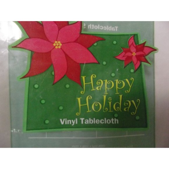 Vtg. New in pkg Elrene Vinyl Christmas Tablecloth W/Santa Reindeer Christmas Tre - Picture 2 of 2